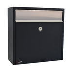 Allux 250 Wall Mounted Post Box Black With Silver Flap