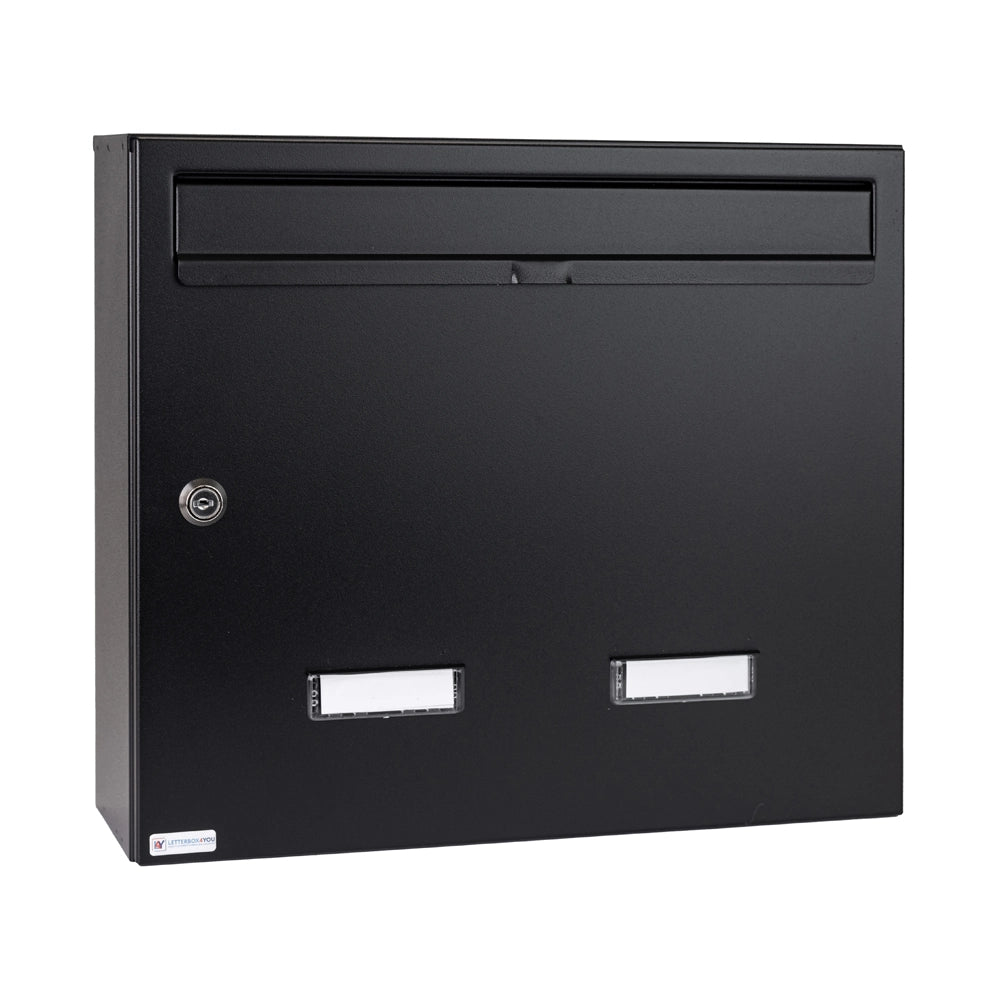 Black Communal Wall Mounted External Post Box W4