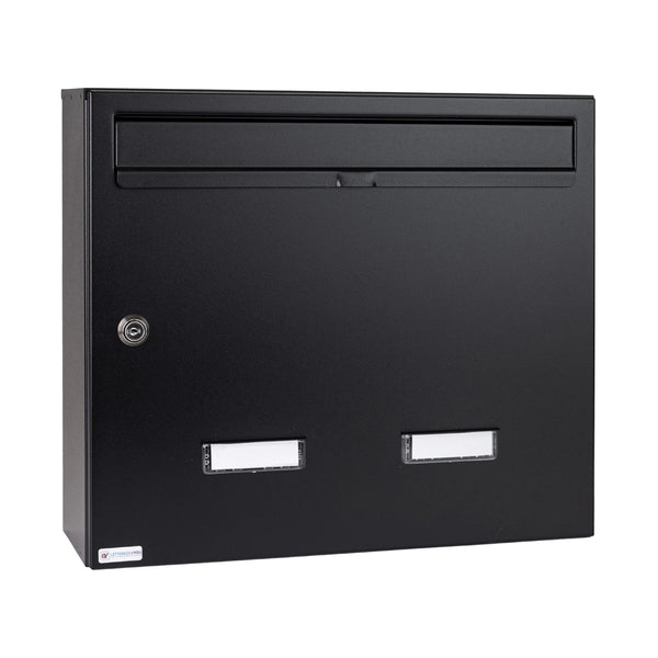 Black Communal Wall Mounted External Post Box W4