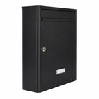 Black Lockable Wall Mounted Post Box External   W5   Black Matt   Side