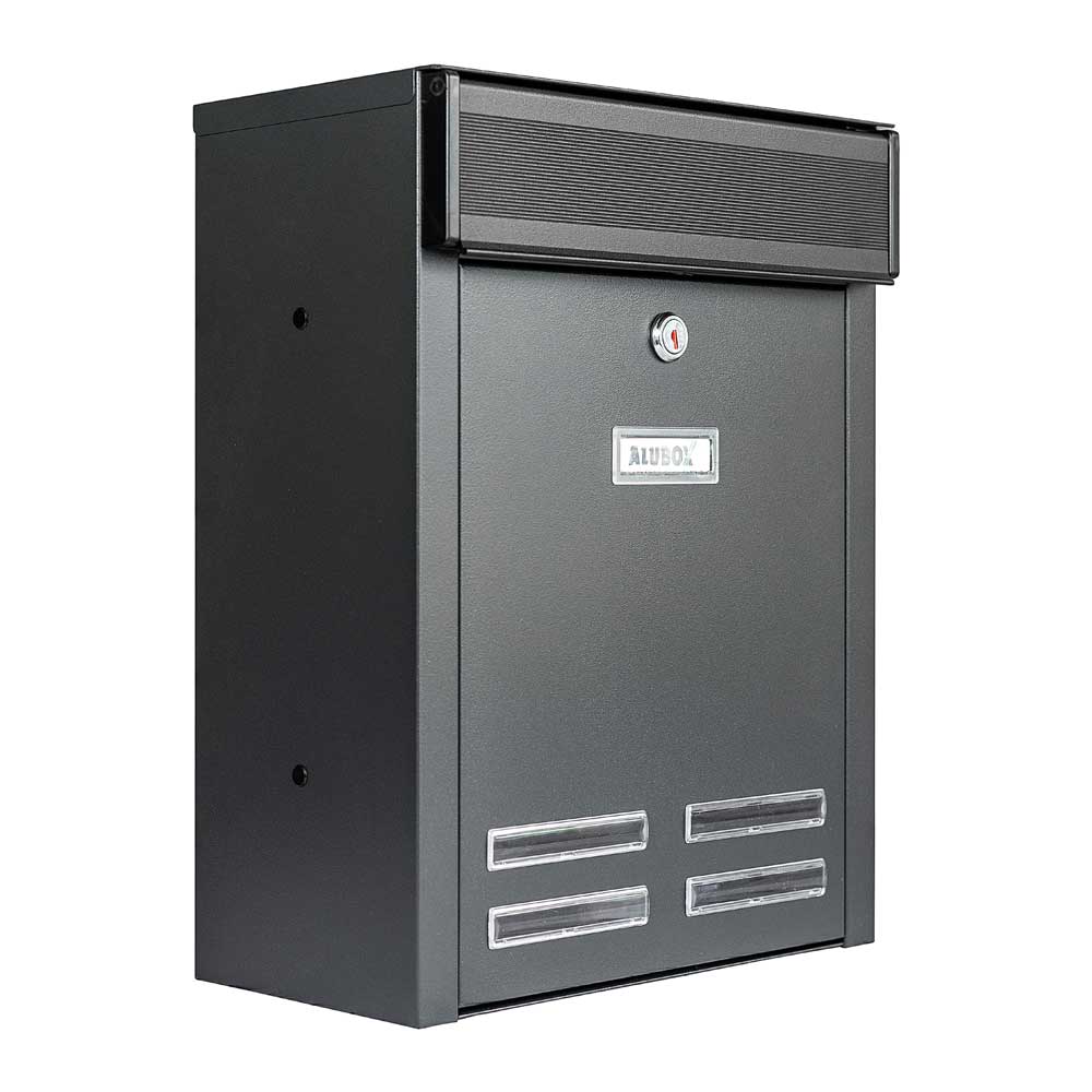Dark Grey Wall Mounted External Post Box Magnum