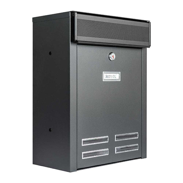 Dark Grey Wall Mounted External Post Box Magnum