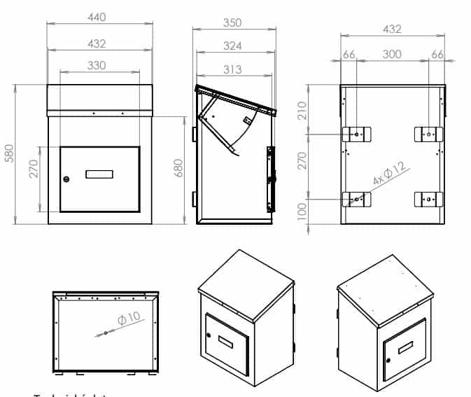 Delta M External Wall Mounted Parcel Drop Box