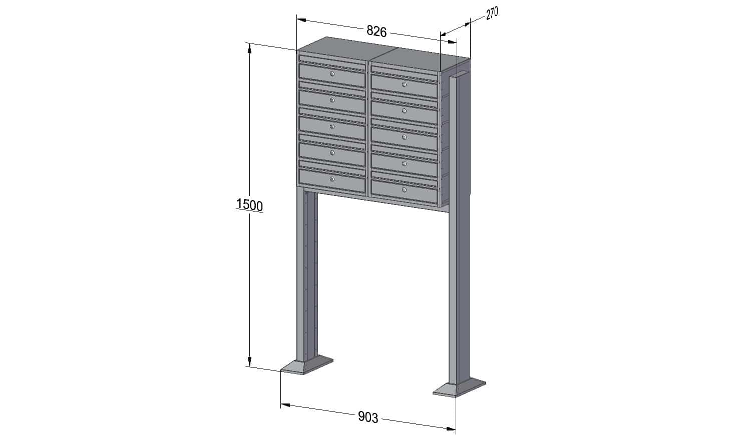 Post Boxes for Flats Free Standing Internal Locking - Urban Easy E1