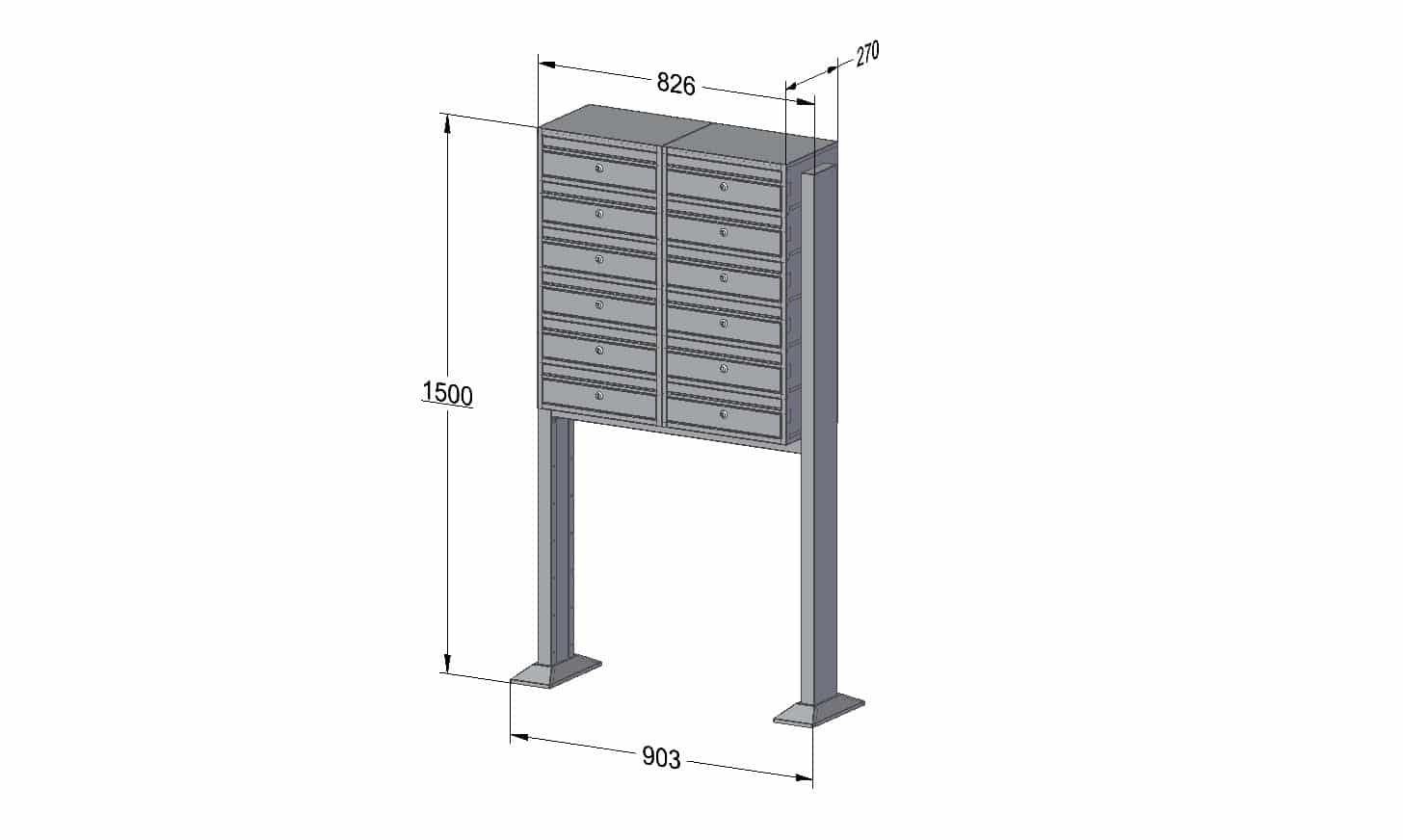 Post Boxes for Flats Free Standing Internal Locking - Urban Easy E1