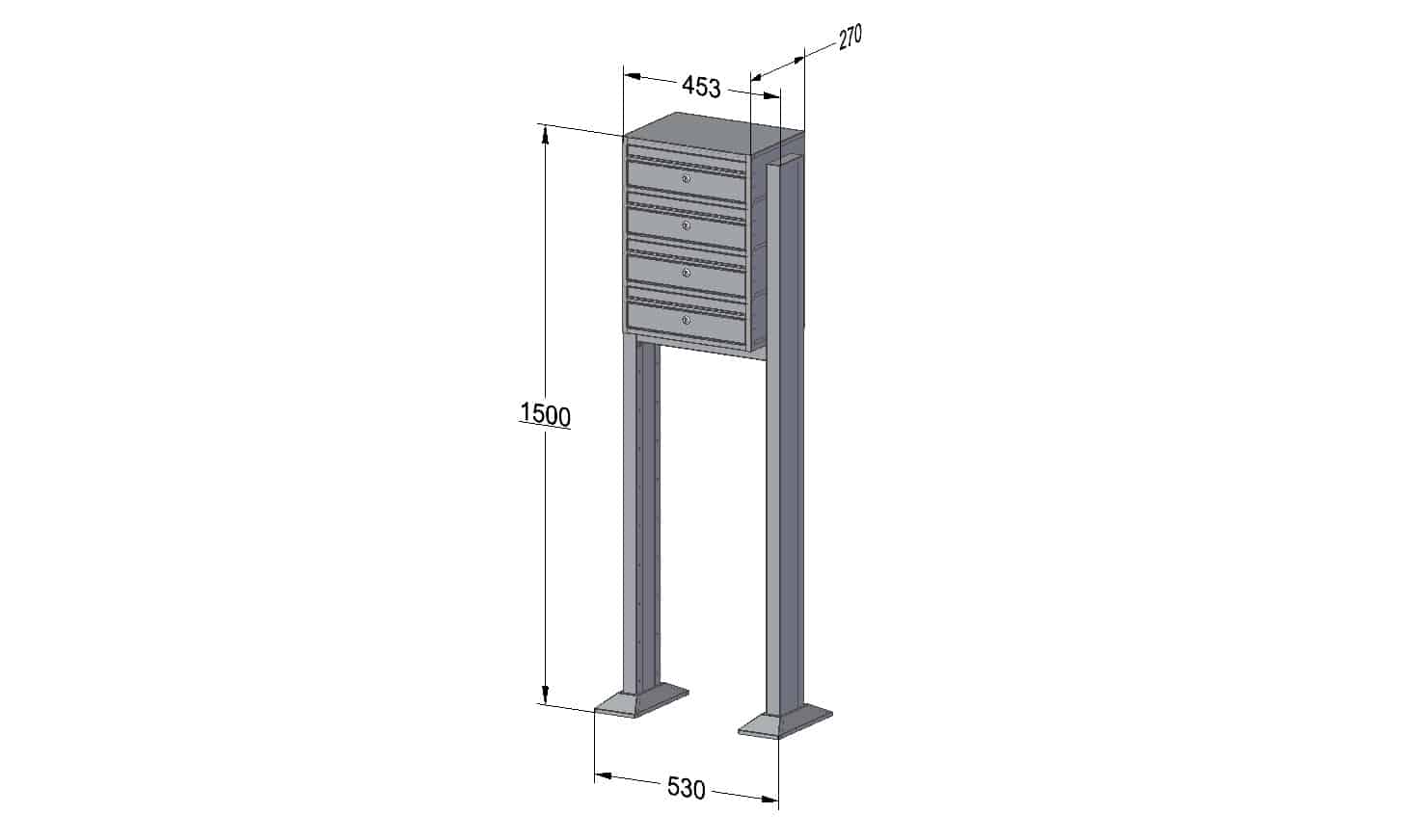 Post Boxes for Flats Free Standing Internal Locking - Urban Easy E1