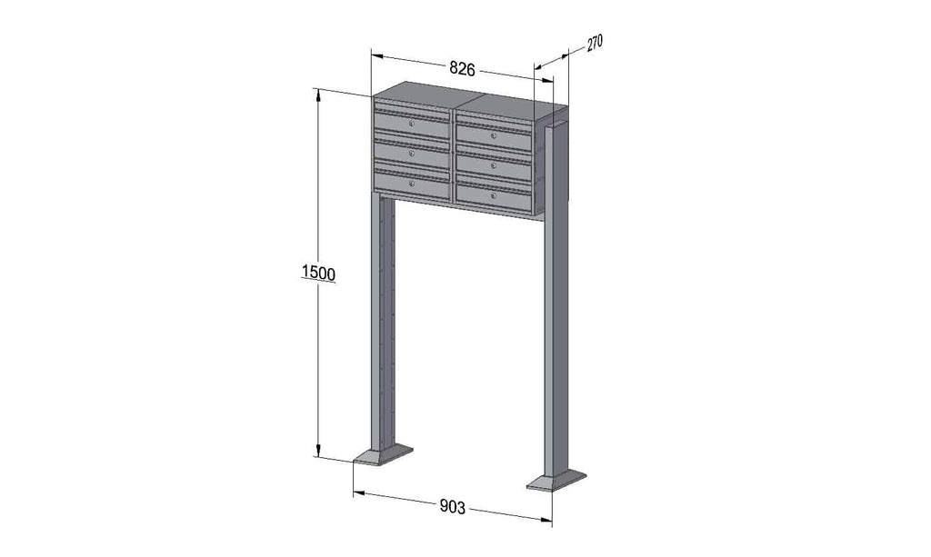 Post Boxes for Flats Free Standing Internal Locking - Urban Easy E1