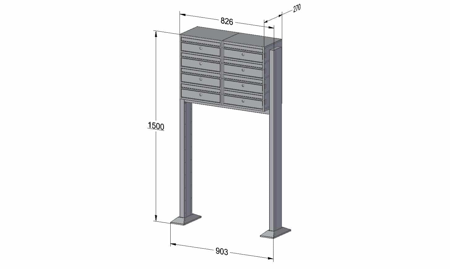 Post Boxes for Flats Free Standing Internal Locking - Urban Easy E1