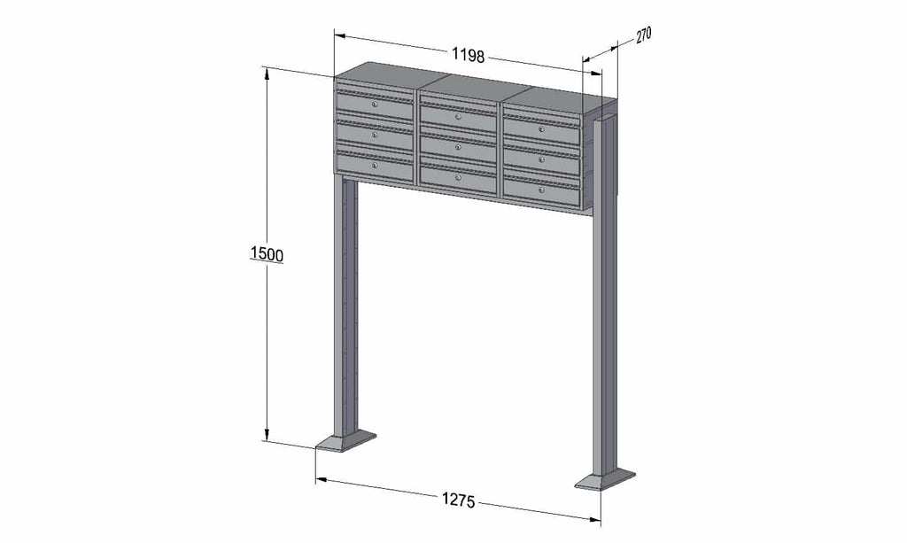 Post Boxes for Flats Free Standing Internal Locking - Urban Easy E1