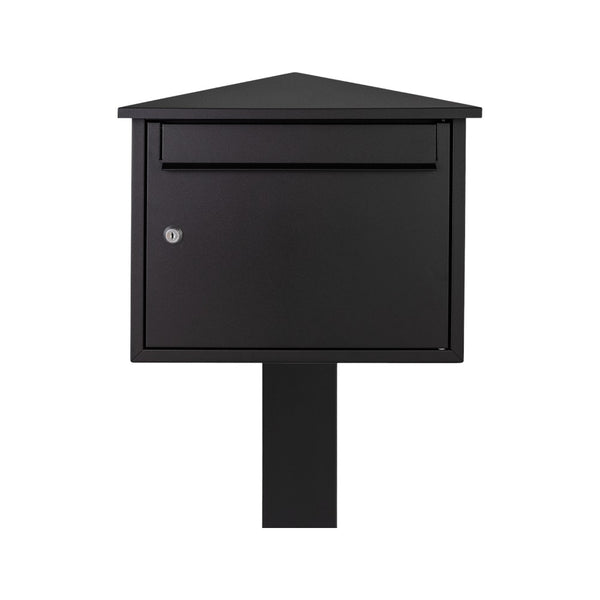 External Free Standing Letterbox   Kestrel Black With Black Stand
