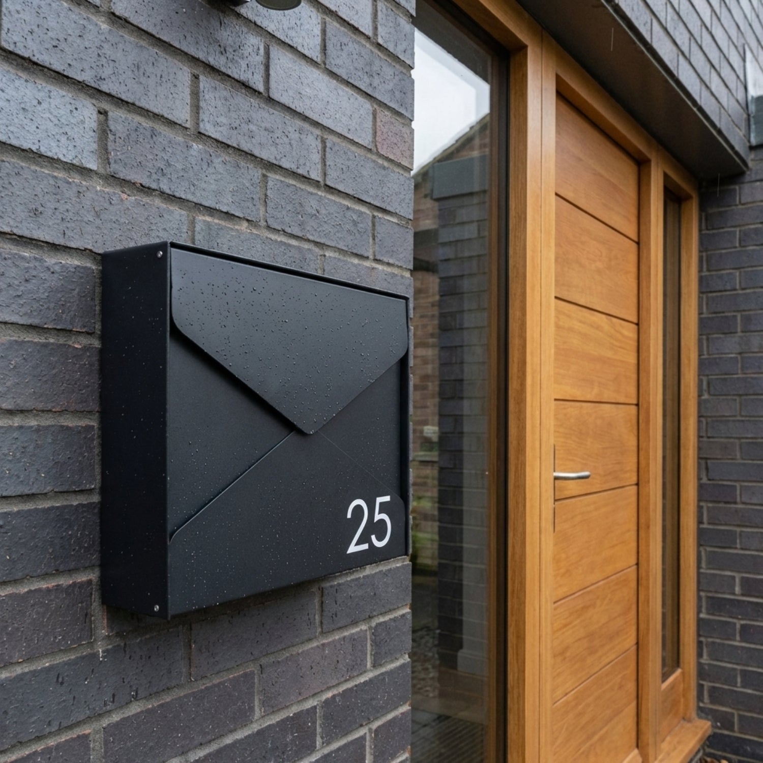 External Modern Lockable Wall Mounted Weather Resistant Letterbox Gavia With House Number   Personalised   Black