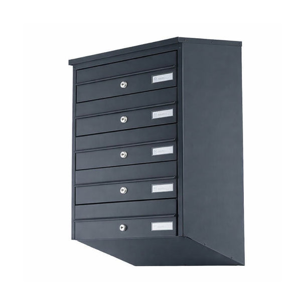 External Wall Mounted Post Boxes For Flats   Sparrow   Anthracite Grey   Bank Of 5