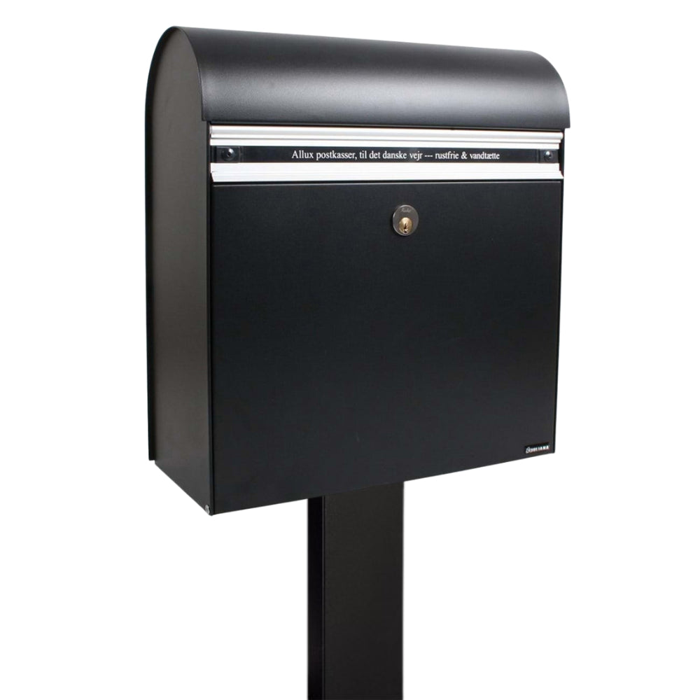Free Standing External Post Box   Allux KS200 FR 2 Black   Close Up Side Angle
