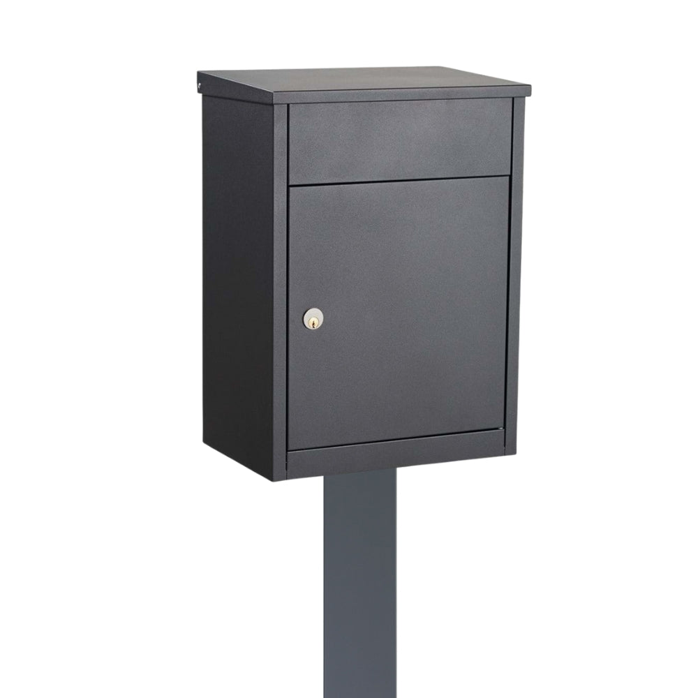 Free Standing Outdoor Post Box Allux 500 Dark Grey With Dark Grey FR 2 Stand