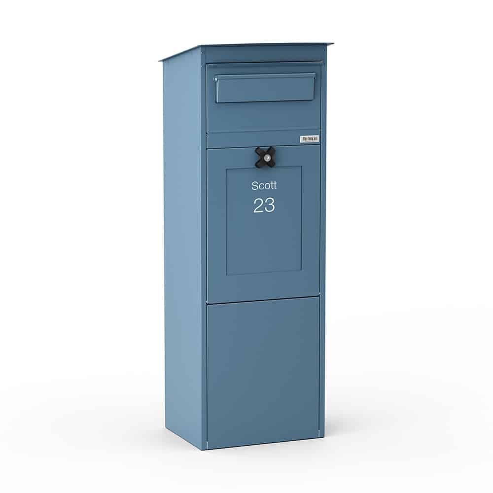 Freestanding Parcel Box Karl Blue Front2