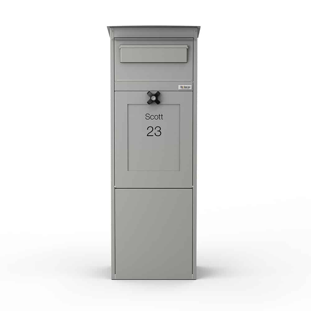 Freestanding Parcel Box Karl Light Grey Front