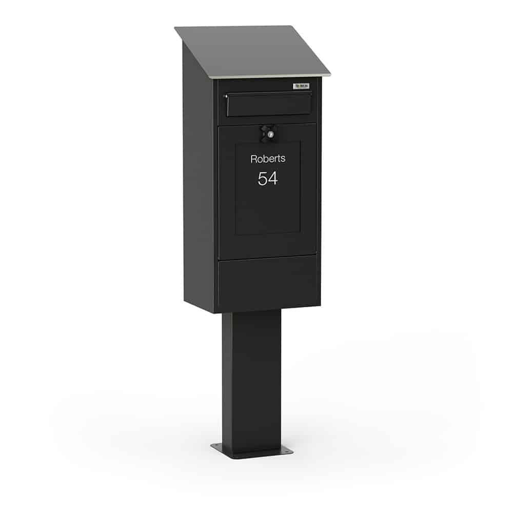 Freestanding Post Box Gustaf Black Front2