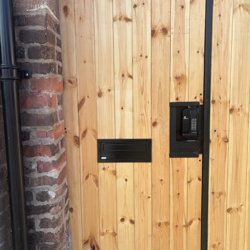 Gate Mounted Letterbox   W3 1   Black   Lifestyle Photo 2