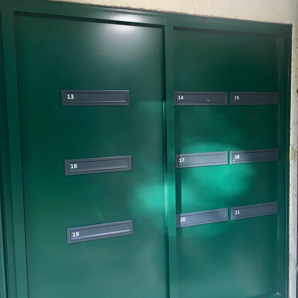 Gate Mounted Letterboxes For Flats   LAD 050   Anthracite Grey   Installation   External View 2