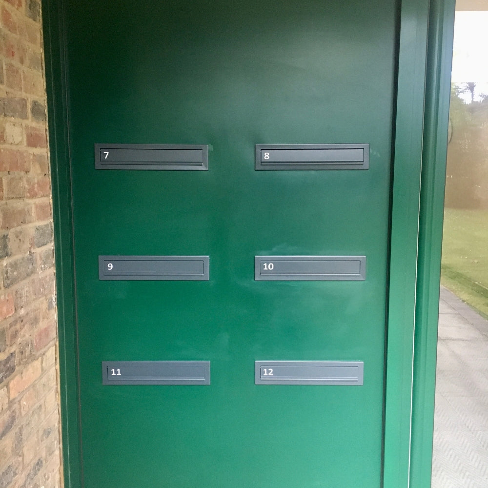 Gate Mounted Letterboxes For Flats   LAD 050   Anthracite Grey   Installation   External View