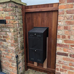 Post and parcel box Sigma black rear view mounted in gate
