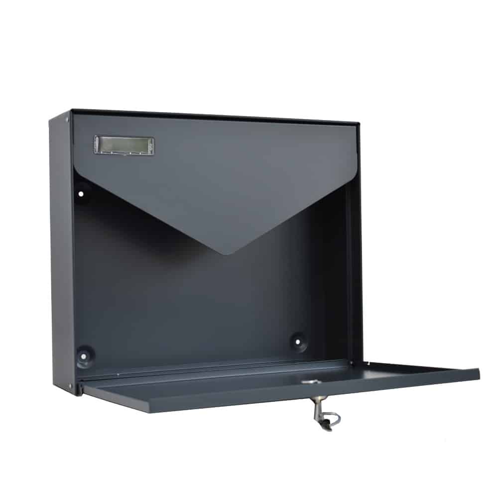 Gavia Window Master Locks Wall Mounted Post Box Anthracite 7016 Open