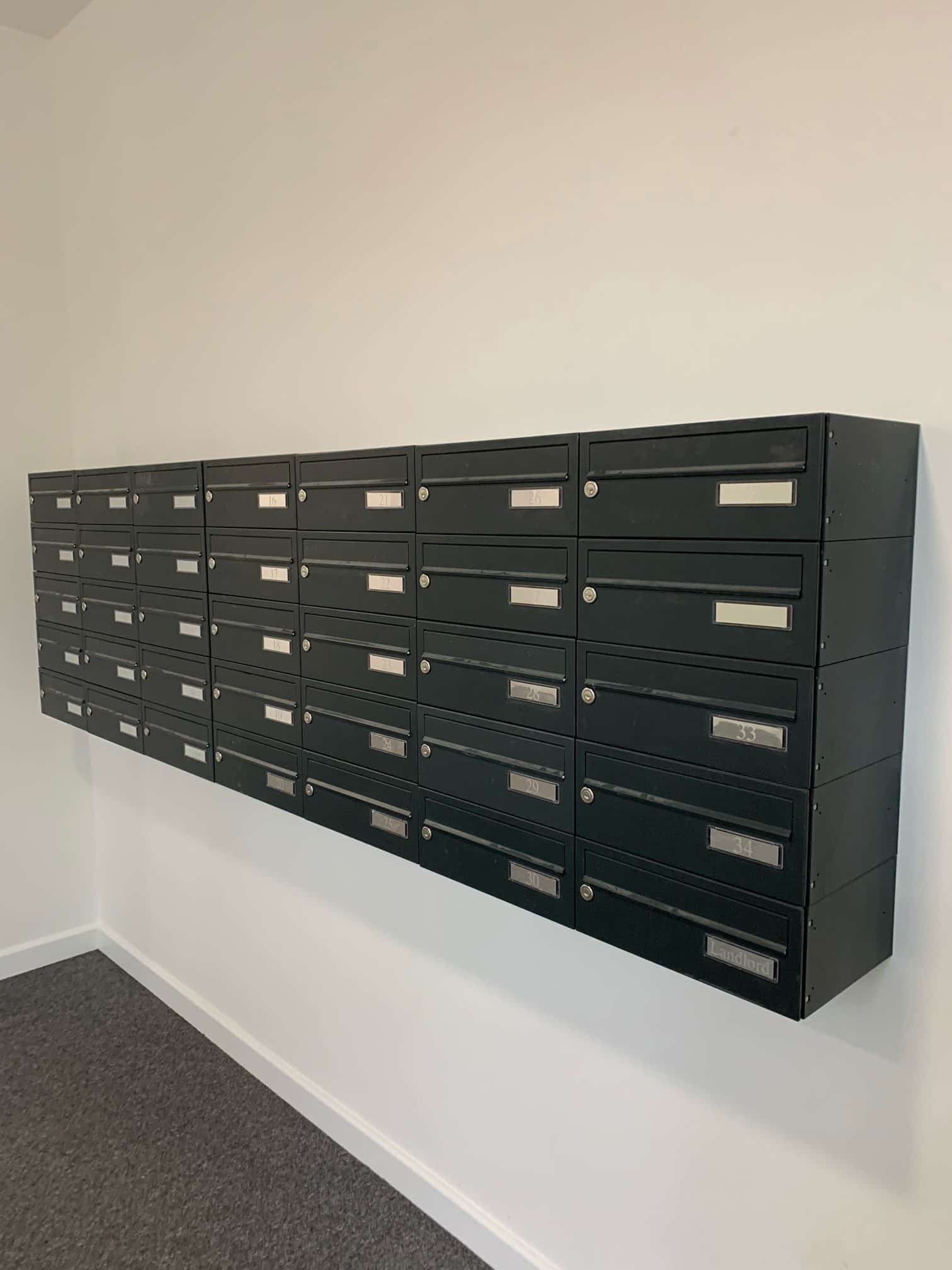 Communal wall mounted post boxes