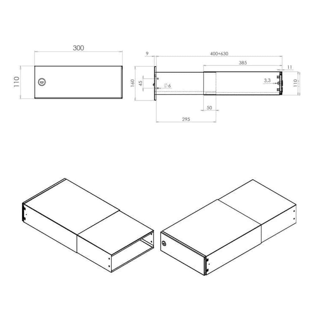 LBD 042 Through The Wall Post Box Dimensions