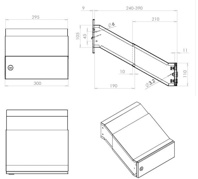 LDD 041 Throuh The Wall Post Box Front Drawing New