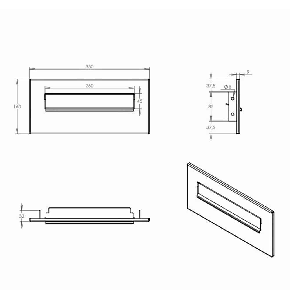 LDD 041 Throuh The Wall Post Box Front Drawing
