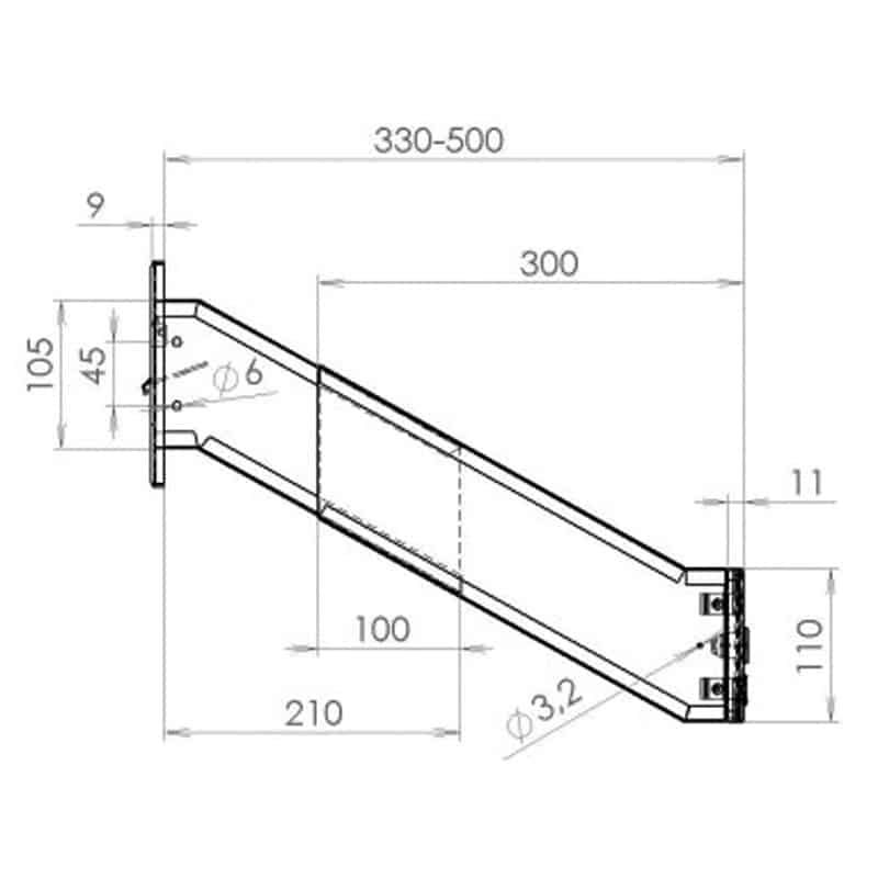 Through The Wall Letterbox 330-500mm with Cast Plate LDD-042 Nero