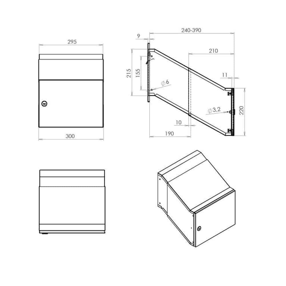 LDD 241 Telescopic Lettebox Drawing