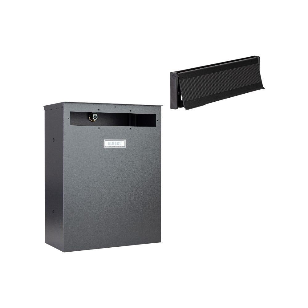 Large Letterbox Gate Mounted Rear Acess   Magnum   Galvanised Steel Dark Grey   Letterplate
