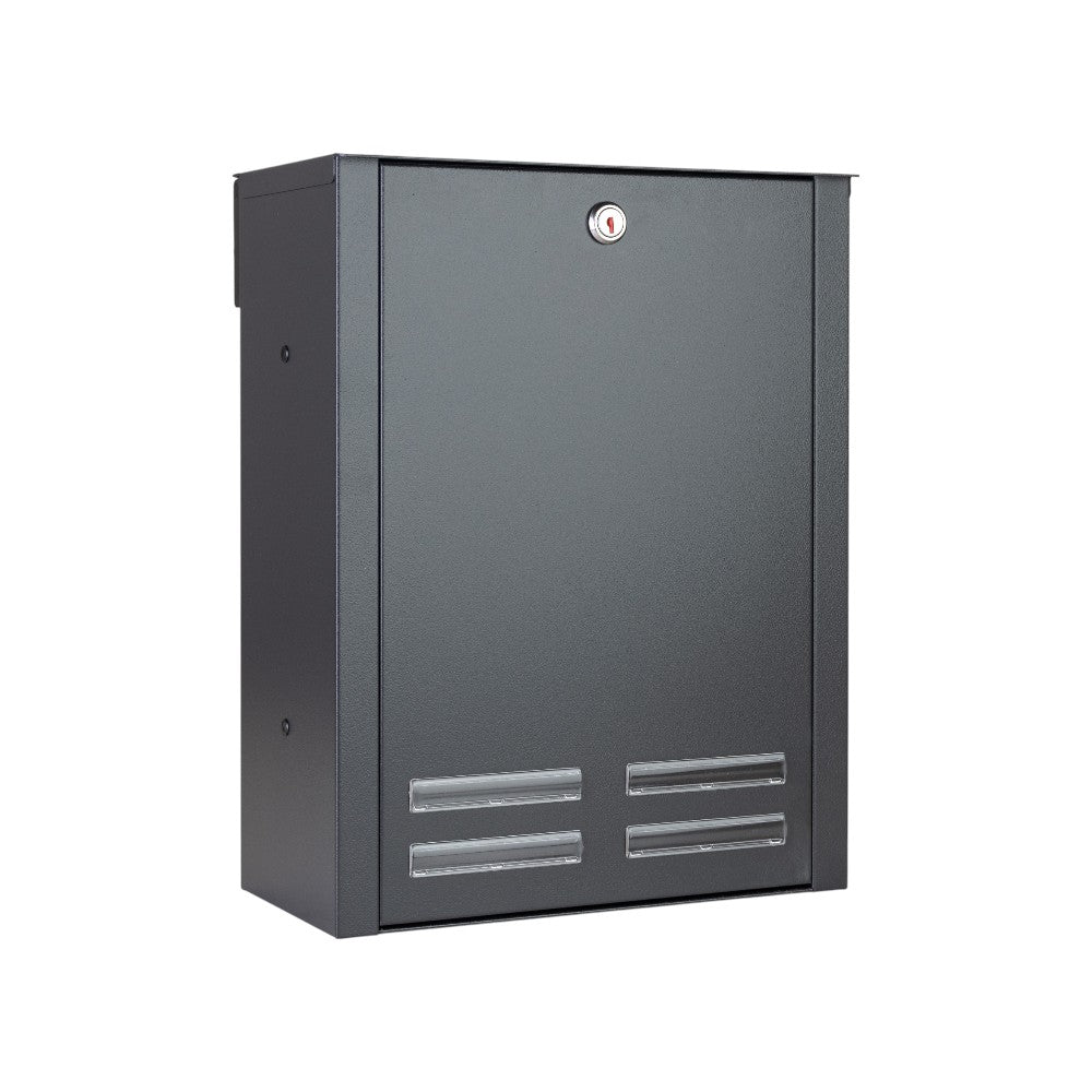 Large Letterbox Gate Mounted Rear Acess   Magnum   Galvanised Steel Dark Grey   Rear View   Main