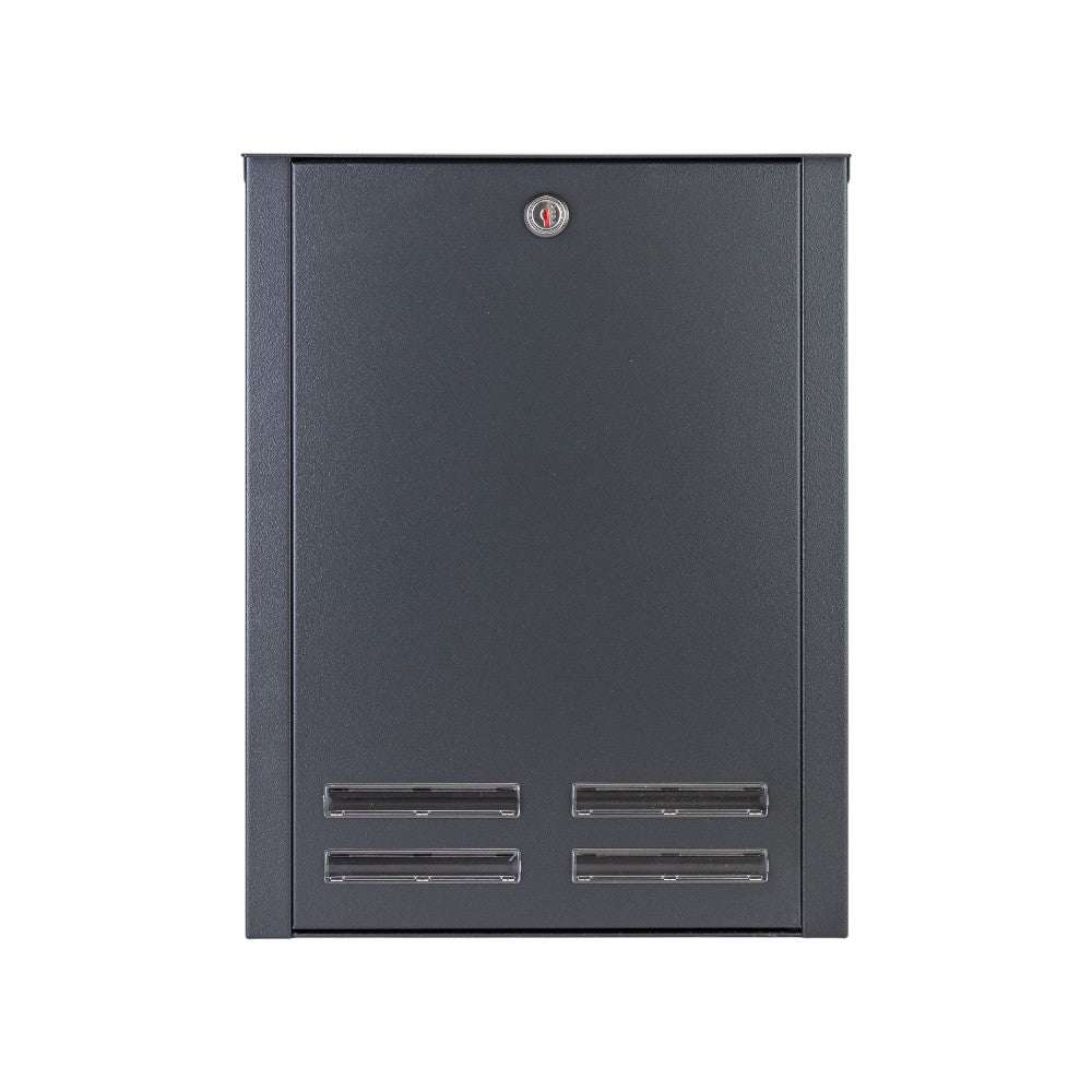 Large Letterbox Gate Mounted Rear Acess   Magnum   Galvanised Steel Dark Grey   Rear View