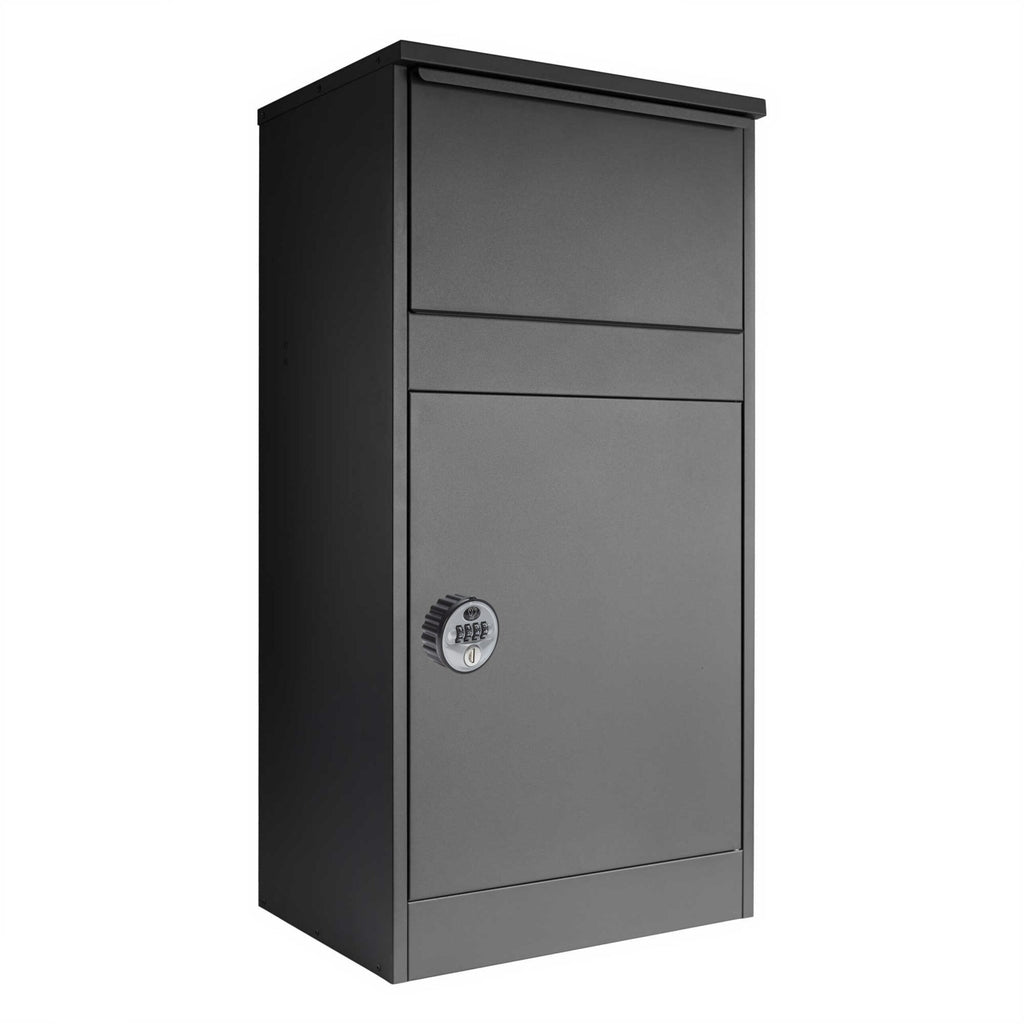 Large Outdoor Free Standing Parcel Box For Home   Buzzard   Front Access   Anthracite Grey With Combination Lock