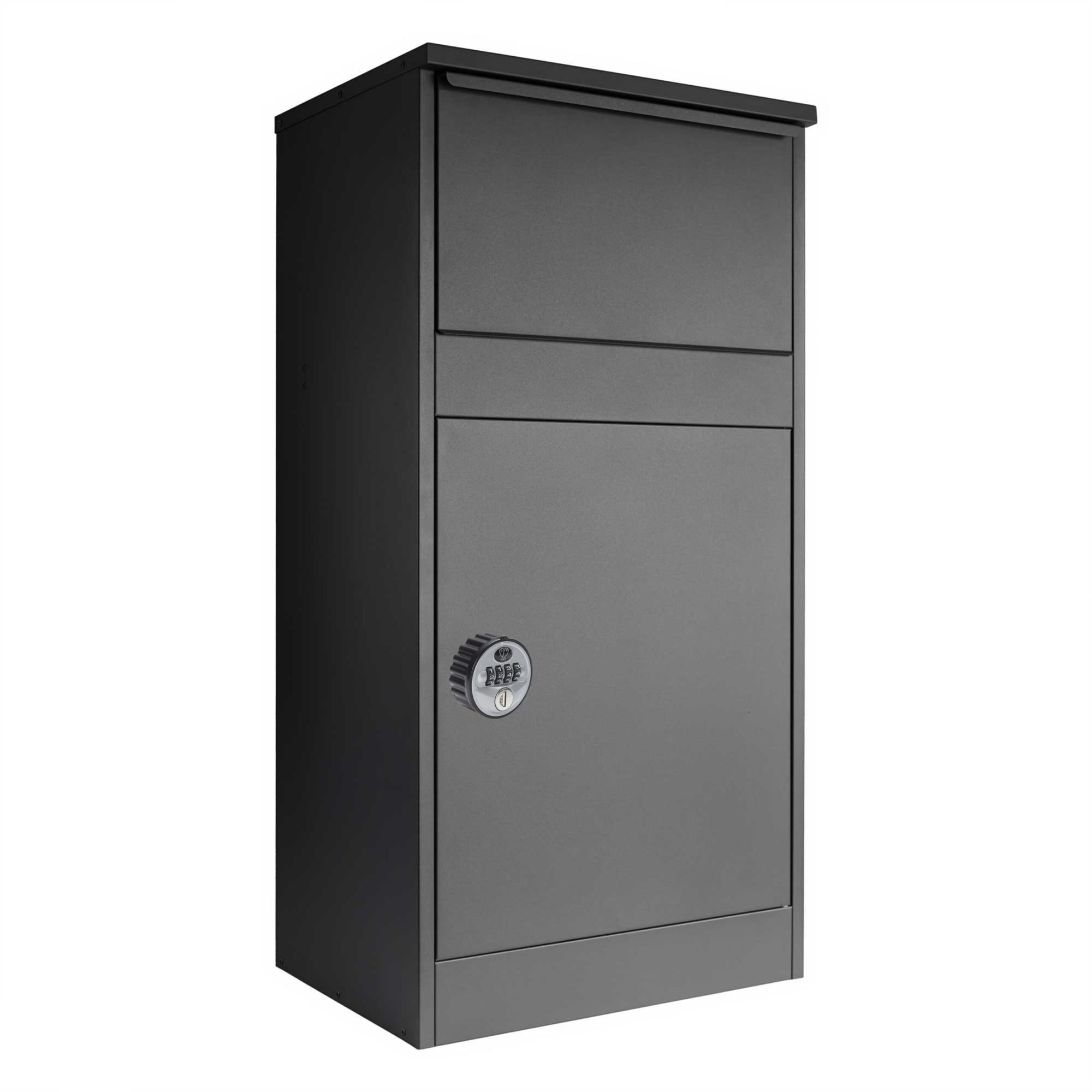 Large Outdoor Free Standing Parcel Box For Home   Buzzard   Front Access   Anthracite Grey With Combination Lock