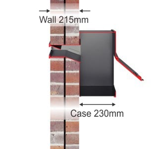 Stamford Through the Wall letterbox 215 wall case diagram