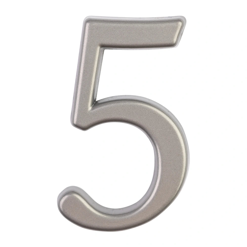 Modern House Numbers 5 Silver Small