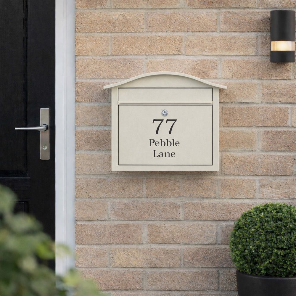 Modern Minimalist Wall Mounted Letterbox   Partridge   Pebble Grey   Lifestyle Photo 2
