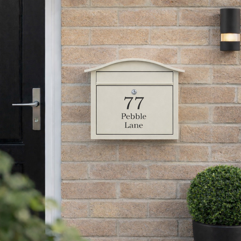 Modern Minimalist Wall Mounted Letterbox   Partridge   Pebble Grey   Lifestyle Photo 2