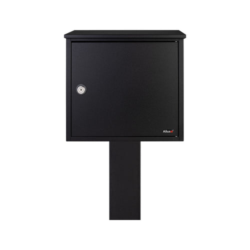 Outdoor Free Standing Letterbox   Allux 400 Black   Black Stand