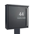 Outdoor Free Standing Lockable Letterbox   Jackdaw   Dark Grey With Dark Grey FR 2 Stand