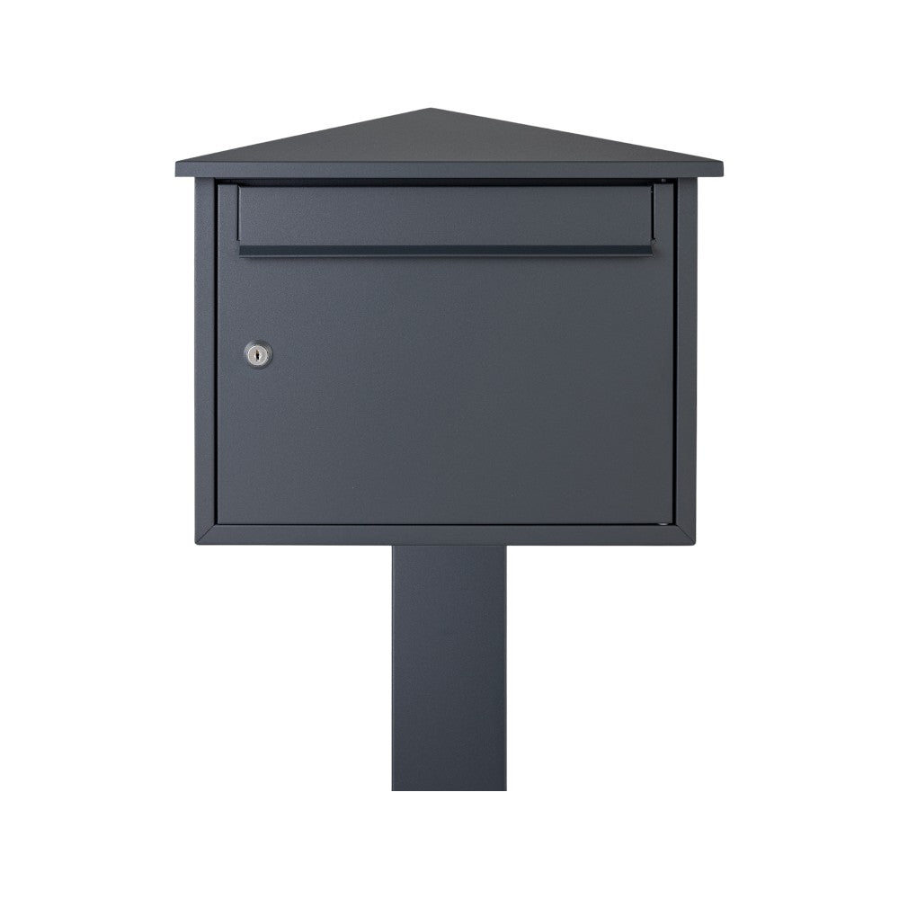 Outdoor Letterbox Free Standing   Kestrel Dark Grey With Dark Grey Stand