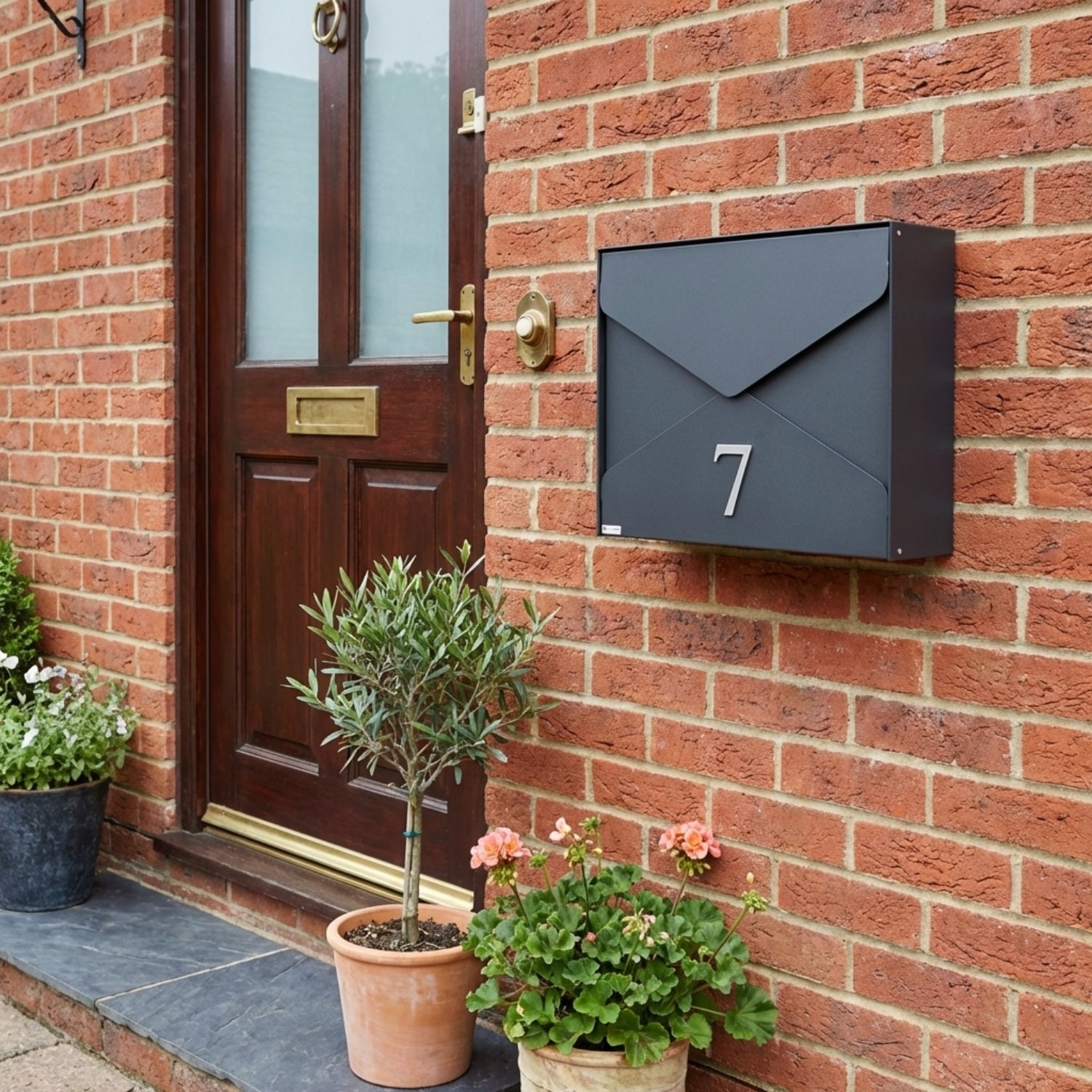 Outdoor Modern Lockable Letterbox Wall Mounted Gavia With House Number   Personalised   Anthracite Grey