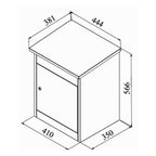 Outdoor parcel box Puffin dimensions for wall-mounted or free-standing installation