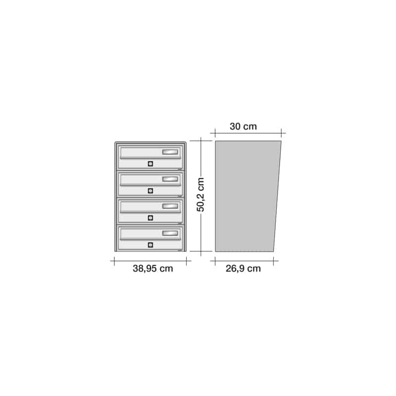 Freestanding Letterbox for Flats and Offices External Lockable - Tocco Di Italia Slim