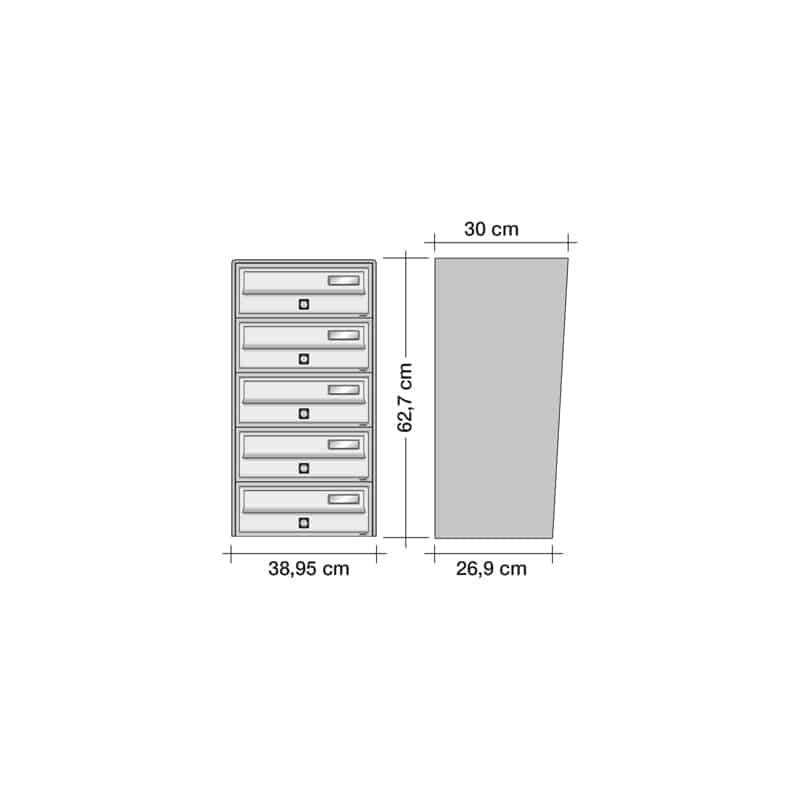 Freestanding Letterbox for Flats and Offices External Lockable - Tocco Di Italia Slim