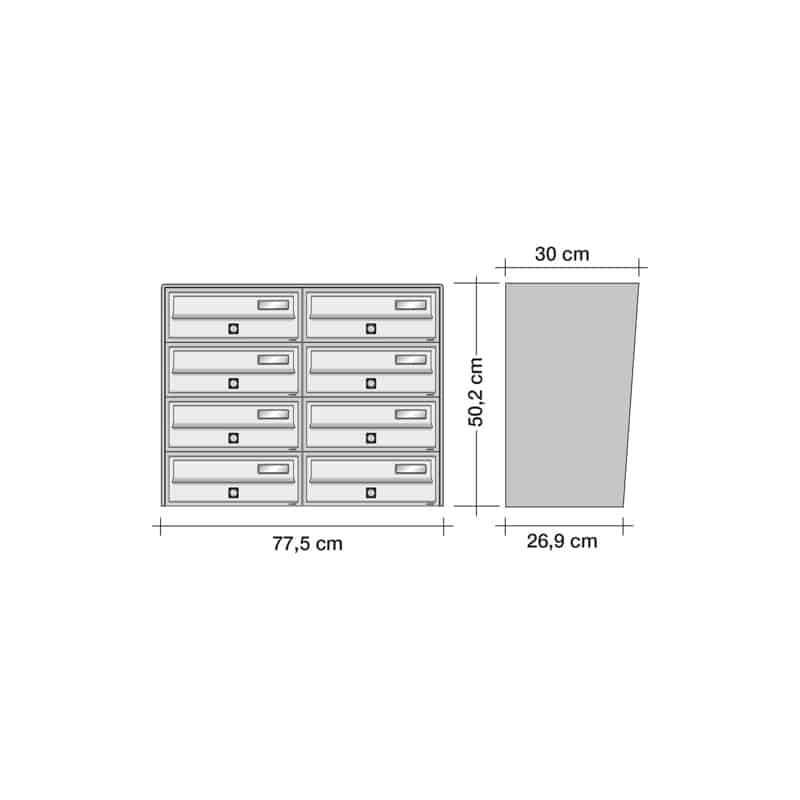 Freestanding Letterbox for Flats and Offices External Lockable - Tocco Di Italia Slim