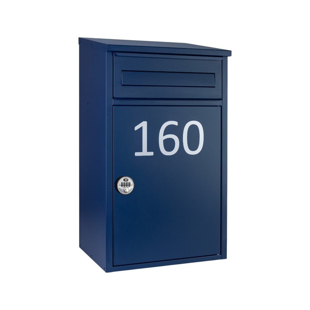 Secure Letter And Parcel Box   Woodpecker   Oxford Blue With Combination Lock